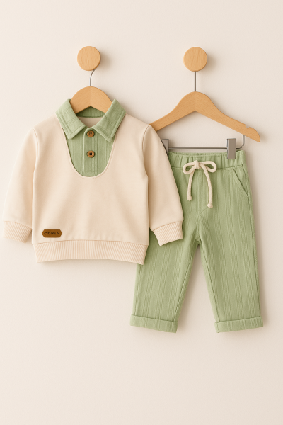 CICIBEN SET DOUĂ PIESE CU GULER ȘI CHILOȚI COPII 6-9-12-18-24 LUNI A36