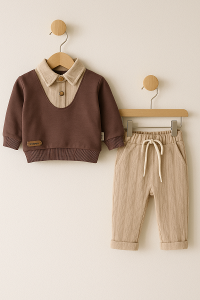 CICIBEN SET DOUĂ PIESE CU GULER ȘI CHILOȚI COPII 6-9-12-18-24 LUNI A36