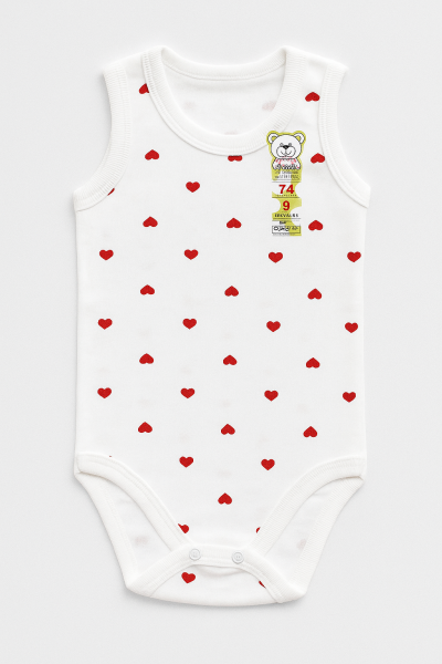Body fără mâneci cu imprimeu de inimă BABYTOO 0-3-6-9 luni A7