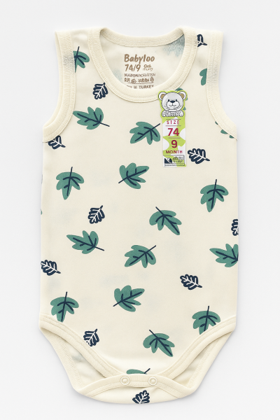 Body fără mâneci cu imprimeu de frunze BABYTOO 0-3-6-9 luni A7