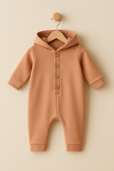 Salopetă pentru bebeluși cu glugă, din bumbac pieptănat, 3-6-9 luni A25