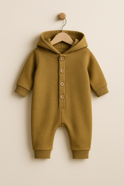 Salopetă pentru bebeluși cu glugă, din bumbac pieptănat, 3-6-9 luni A25