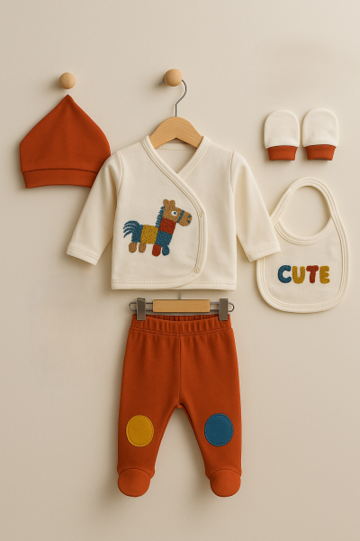 SET SERDE BABY NOU-NĂSCUT CU MODEL CALUȚI 0-3 LUNI A32