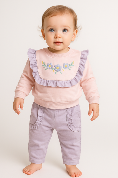 Costum cu flori si morisca 6-9-12-18-24 LUNI A33