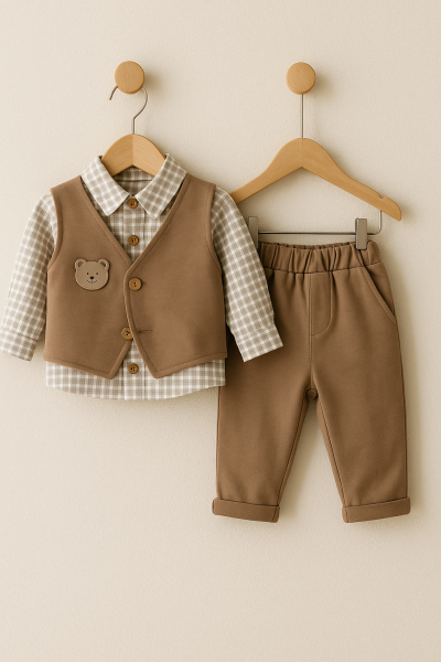 Costum Moeboon Vest Plaid 3-6-9-12-18 luni A29