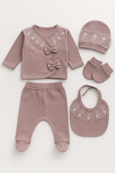 SET SERDE BABY 0-3 LUNI DIN DANTELĂ CU GULER A30