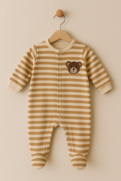 Salopetă Midirik pentru bebeluși, cu dungi, din bumbac pieptănat, 0-3 luni A17