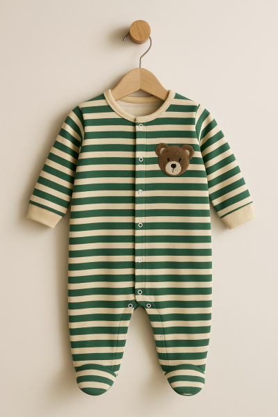 Salopetă Midirik pentru bebeluși, cu dungi, din bumbac pieptănat, 0-3 luni A17