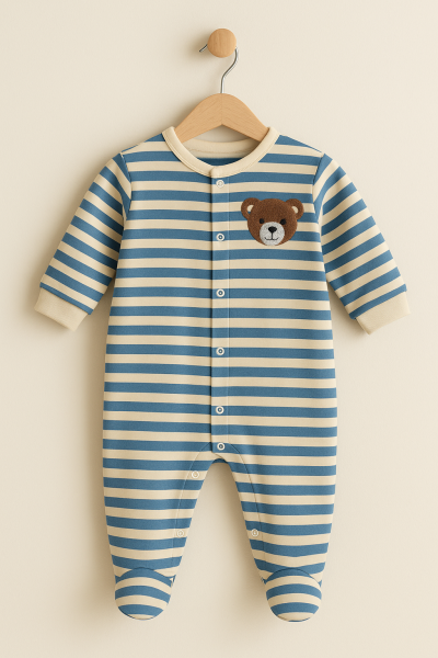 Salopetă Midirik pentru bebeluși, cu dungi, din bumbac pieptănat, 0-3 luni A17