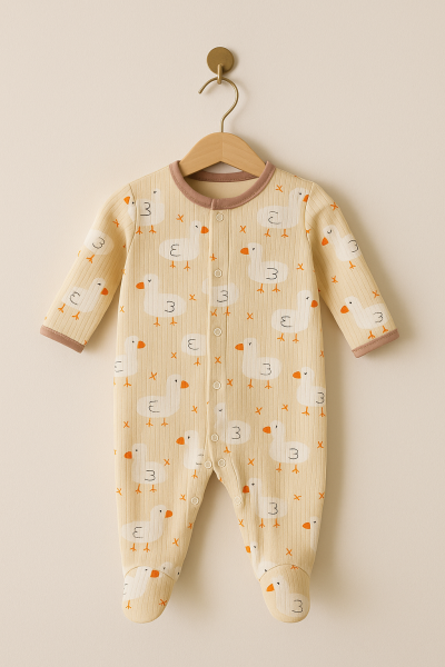 Salopă pentru bebeluși Midirik, model rață, din bumbac pieptănat, 0-3 luni A17