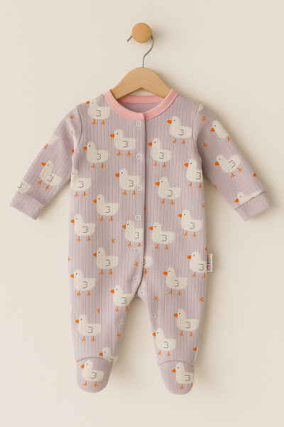 Salopă pentru bebeluși Midirik, model rață, din bumbac pieptănat, 0-3 luni A17