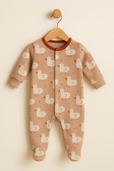 Salopă pentru bebeluși Midirik, model rață, din bumbac pieptănat, 0-3 luni A17