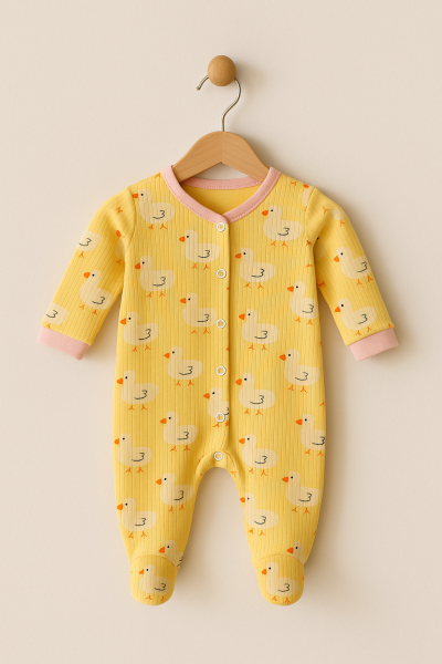 Salopă pentru bebeluși Midirik, model rață, din bumbac pieptănat, 0-3 luni A17