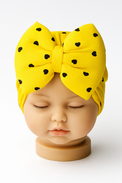 Bonetă pentru bebeluși, fetiță, 0-6 luni, bumbac pieptănat, model cu inimă A8