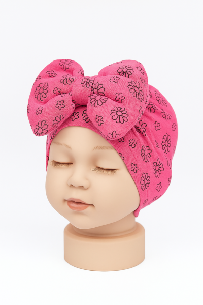 Bonetă pentru bebeluși, model floral, din bumbac, 0-6 luni A8