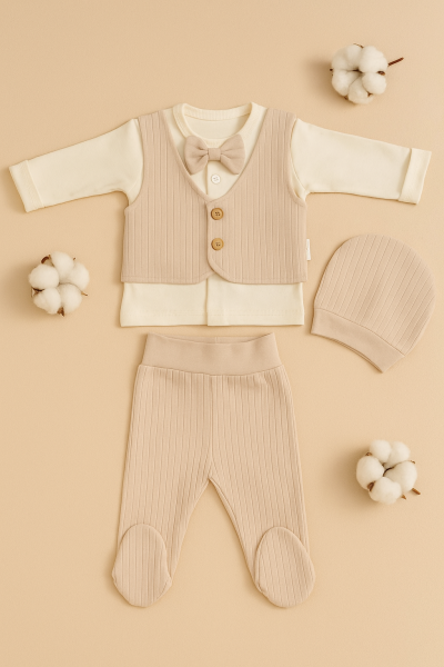 Set Babycan 0-3 luni, format din 3 piese și vestă A28