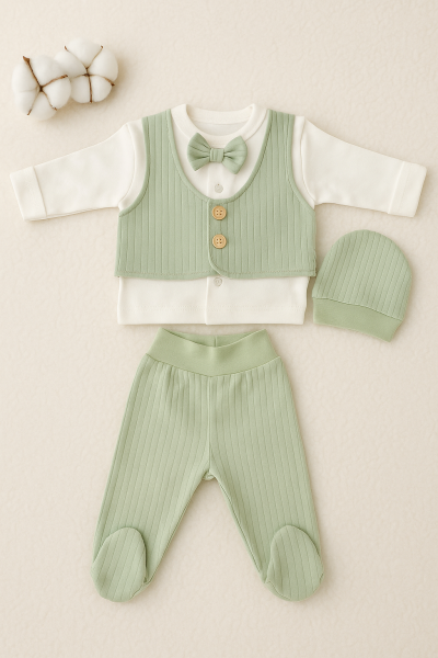 Set Babycan 0-3 luni, format din 3 piese și vestă A28