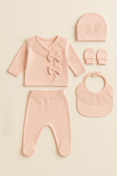 SET SERDE BABY 0-3 LUNI DIN DANTELĂ CU GULER A30