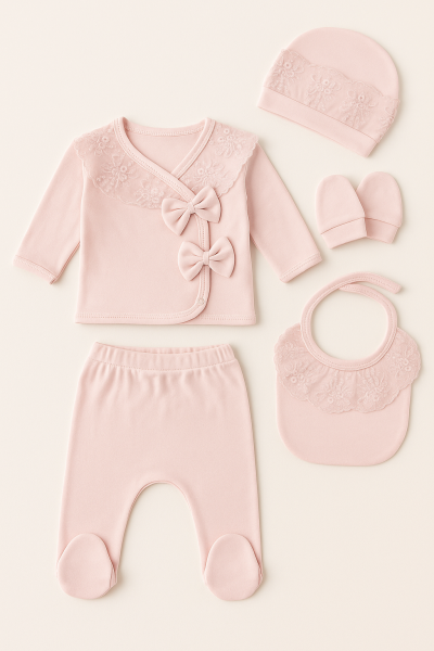 SET SERDE BABY 0-3 LUNI DIN DANTELĂ CU GULER A30