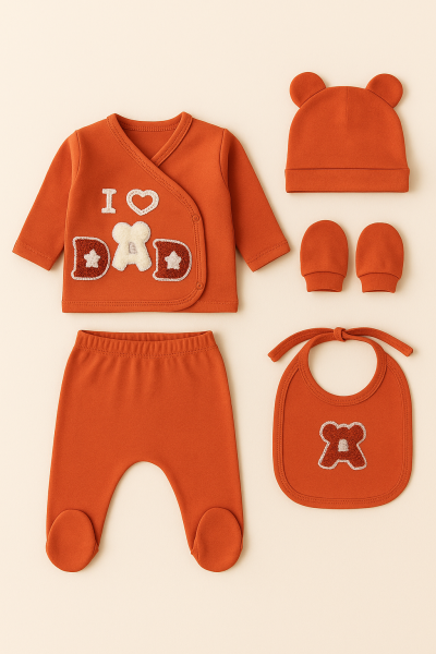 SET SERDE BABY 0-3 LUNI NOU-NĂSCUT I LOVE DAD IMPRIMAT A31