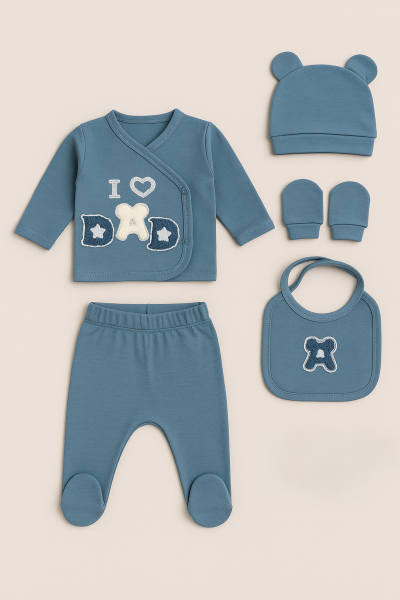 SET SERDE BABY 0-3 LUNI NOU-NĂSCUT I LOVE DAD IMPRIMAT A31