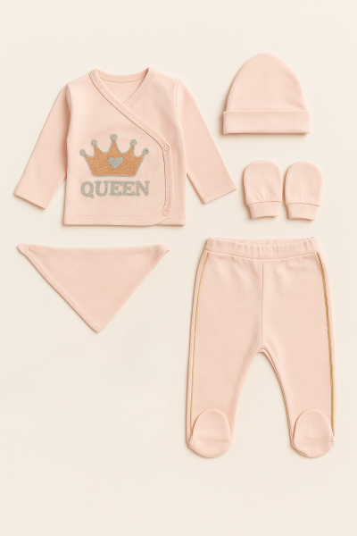 Costum SERDE pentru bebeluși nou-născuți 0-3 luni cu imprimeu Queen A31