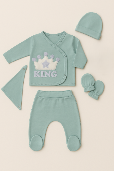 SET SERDE BABY NOU-NĂSCUT 0-3 LUNI KING IMPRIMAT A31