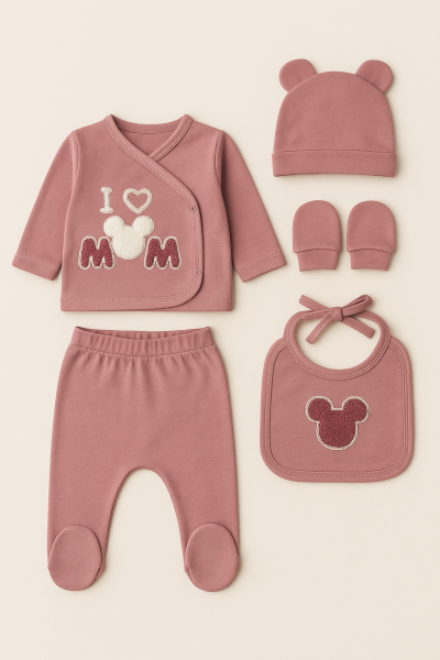 SET SERDE BEBELUȘI NOU-NĂSCUT 0-3 LUNI CU IMPRIMAREA I LOVE MOM A33