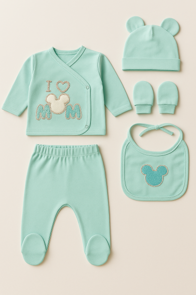 SET SERDE BEBELUȘI NOU-NĂSCUT 0-3 LUNI CU IMPRIMAREA I LOVE MOM A33