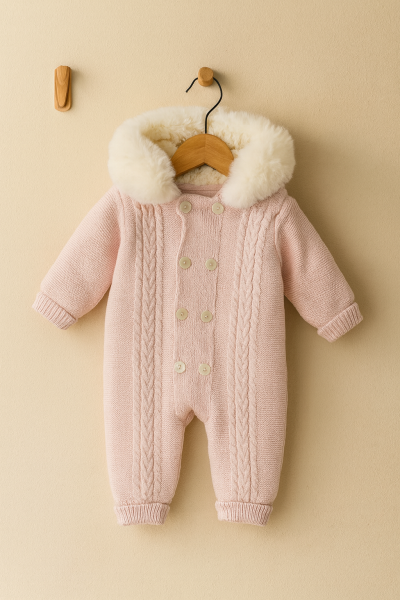 Salopetă tricotată din pluș pentru bebeluși, 6-9-12 luni A55