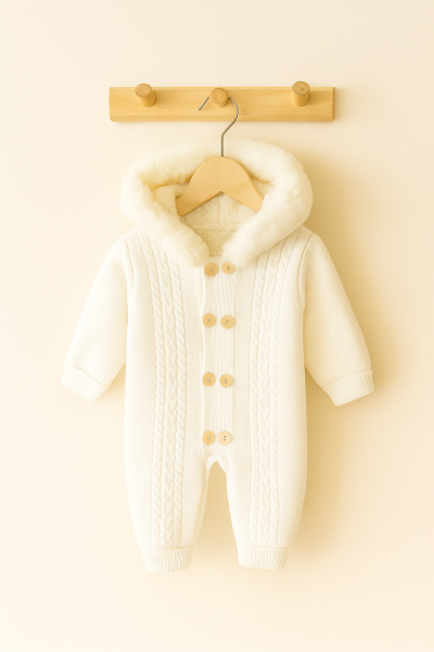 Salopetă tricotată din pluș pentru bebeluși, 6-9-12 luni A55