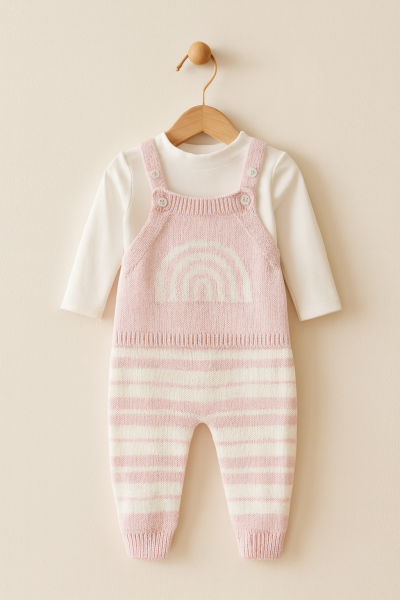 Salopetă de grădinărit MINIKAY cu dungi curcubeu, model 6-9-12 luni A28