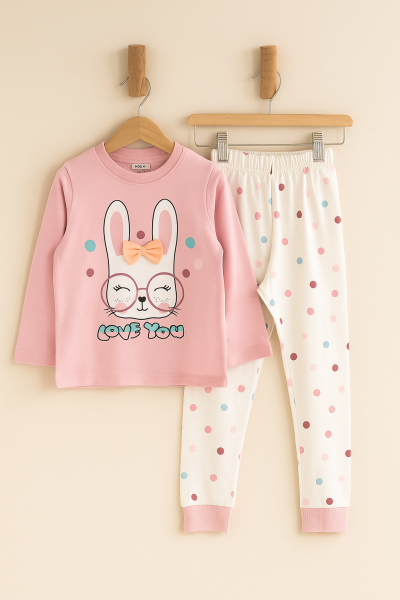 SET DE PIJAMALE POLIFONI CU OCHELARI, VÂRSTA 7/10, CU FORMĂ DE IEPURE A32