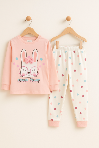 SET DE PIJAMALE POLIFONI CU OCHELARI, VÂRSTA 7/10, CU FORMĂ DE IEPURE A32