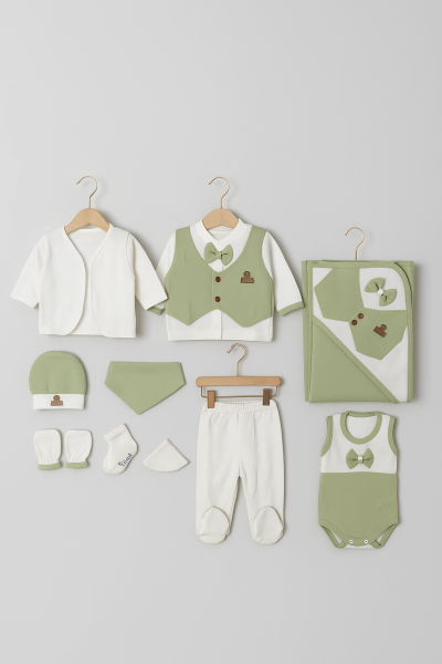 SET DE SMOKING LUXURY PENTRU BEBELUȘI CONCON 0/3 LUNI, 10 PIESE A95