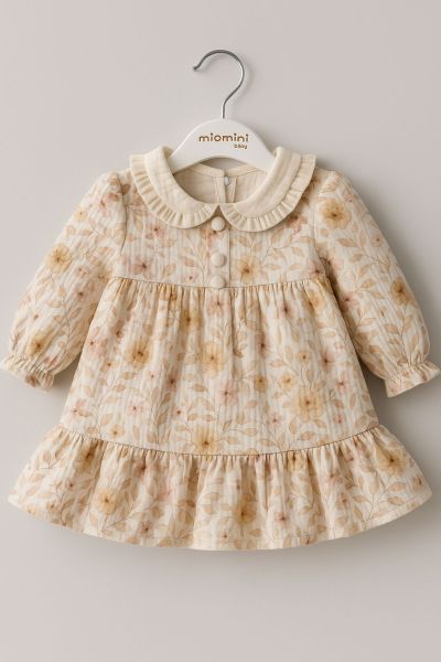 ROCHIE MYMIO DIN MUSELINĂ CU MODELE FLORALE PENTRU 6/24 LUNI A64