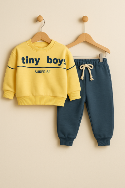 SET DE IARNĂ PENTRU BĂIEȚI CU IMPRIMATURĂ „TINY BOYS”, VÂRSTE 1-2-3-4 A27