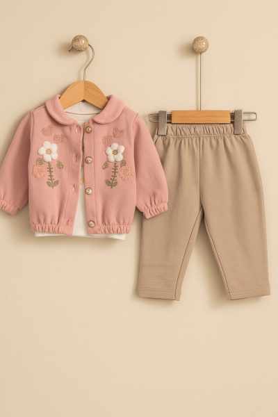 SET 3 PIESE CU ORĂȚURI FLORALE BIGIMAY 9-18 LUNI A44