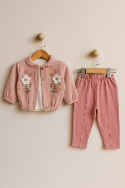 SET 3 PIESE CU ORĂȚURI FLORALE BIGIMAY 9-18 LUNI A44