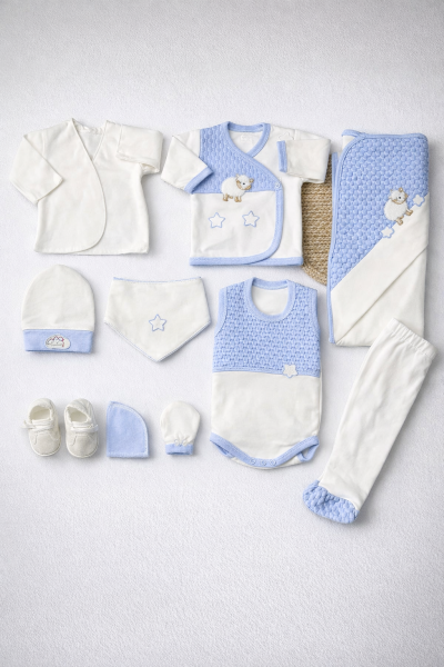 CONCON SET 10 PIESE LUXURY CU MODEL MIEL, NOU-NĂSCUT, 0-3 LUNI A79