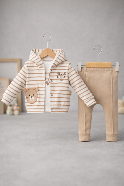 Set 3 piese JUUTALUX cu dungi pentru băieți, 0-3-6-9-12 luni A29