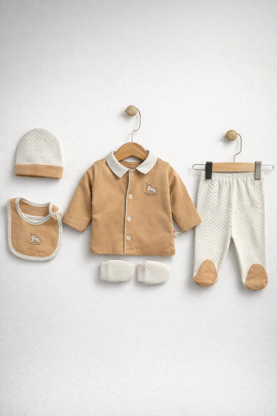 SET DE 5 BĂRBĂȚI BYMURAT 0/3 LUNI CU CAI BRODATE A29