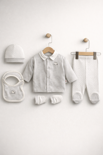 SET DE 5 BĂRBĂȚI BYMURAT 0/3 LUNI CU CAI BRODATE A29