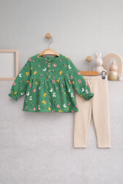 ȚINUTĂ DECO FETIȚĂ CU MODEL FLUTURI, 6-9-12-18-24 LUNI A22