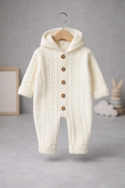 SALOPĂ CU GLUGĂ MINIKAY 6-9-12 LUNI CU LANȚ ȘI ÎMPLETITĂ A22