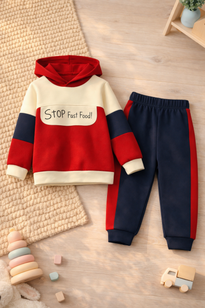 Costum MEMOZA 9/24 luni cu imprimeu „STOP”A22