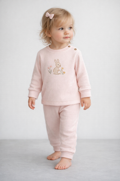 SET MEMOZA BRODAT CU IEPURE 3/12 LUNI A18