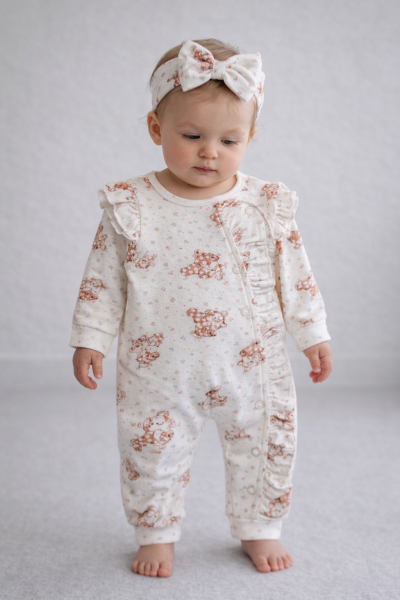 Salopă cu imprimeu de ursuleți pentru bebeluși BYMURAT 0-3-6-9-12 luni A25