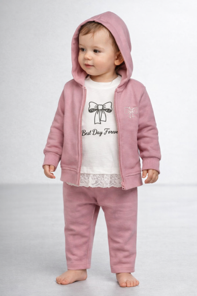 Set 2 piese cu glugă și fundițe Bymurat 6/24 luni A45