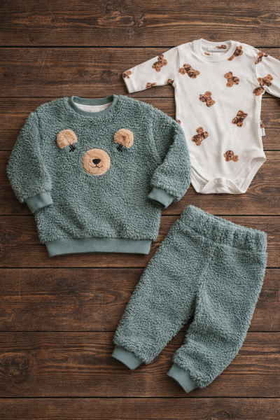 Costum de pluș BYMURAT 6/24 cu față de urs A38